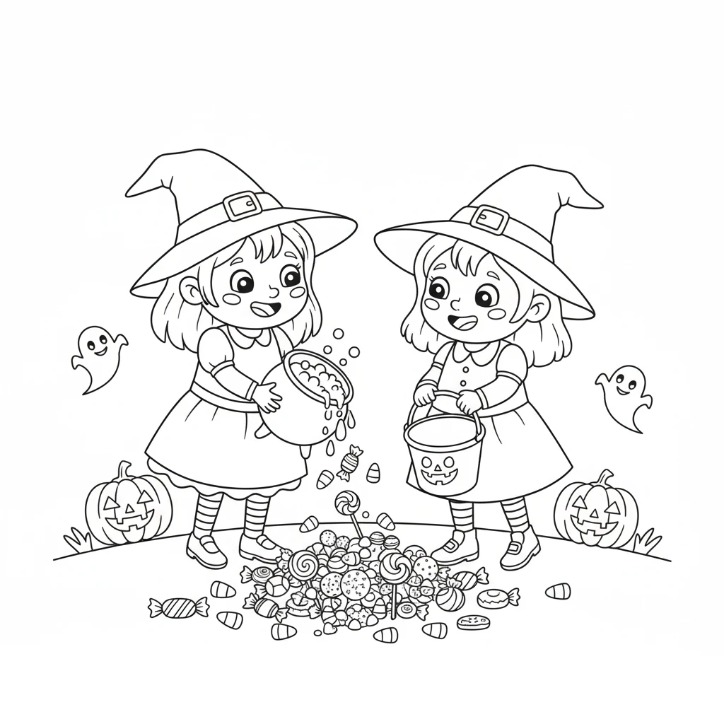 coloriage Chasse aux Bonbons educatif pour enfant