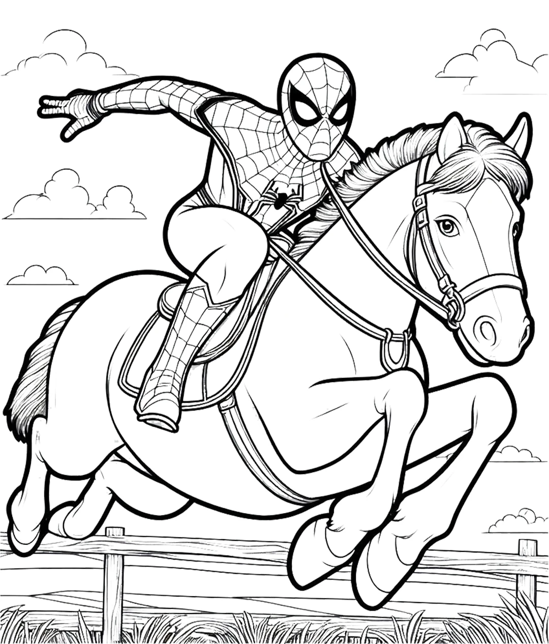 coloriage Cheval qui saute à imprimer pour enfant de 12 ans 1