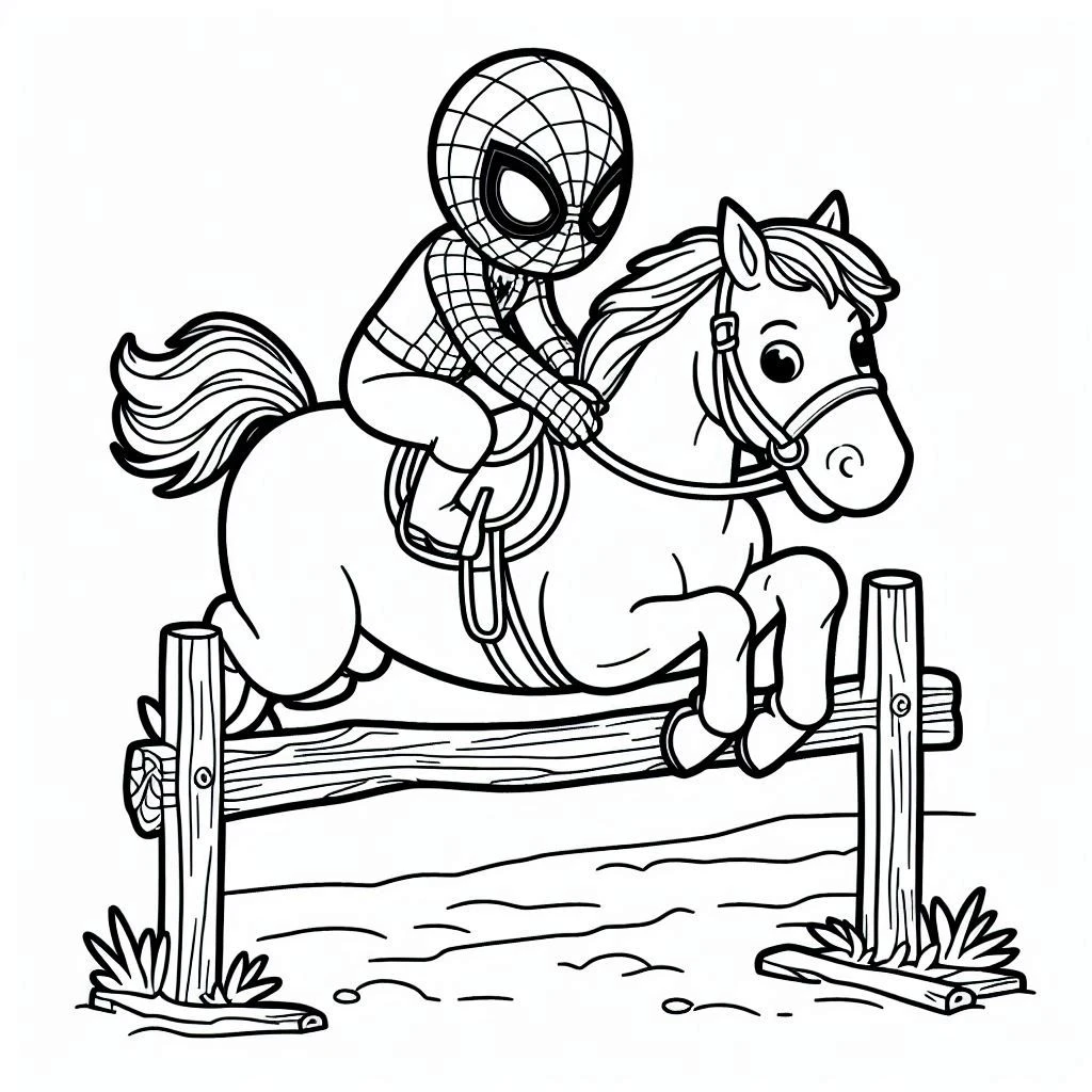 coloriage Cheval qui saute à imprimer pour enfant de 4 ans