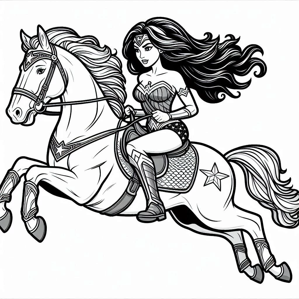 coloriage Cheval qui saute a dessiner et imprimer