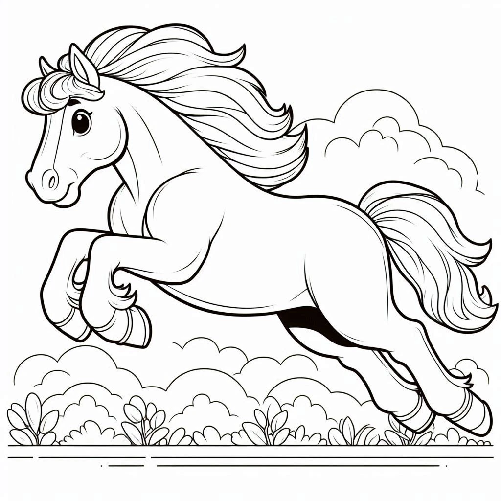 coloriage Cheval qui saute à imprimer gratuitement