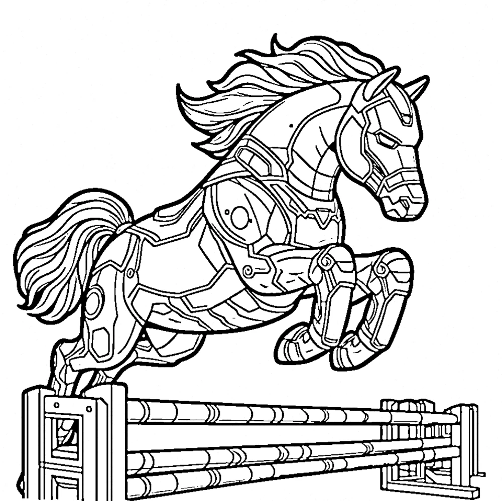 coloriage Cheval qui saute à imprimer gratuit