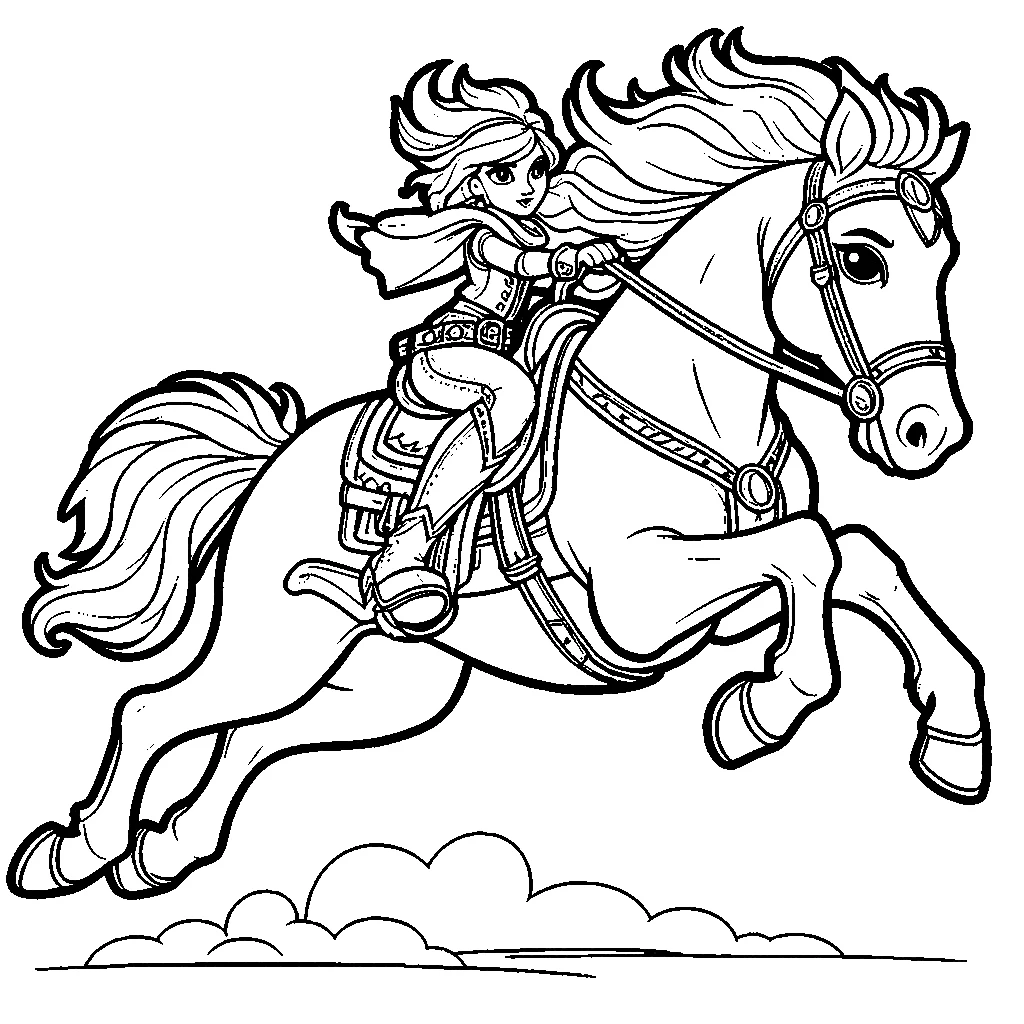 coloriage Cheval qui saute pour primaire