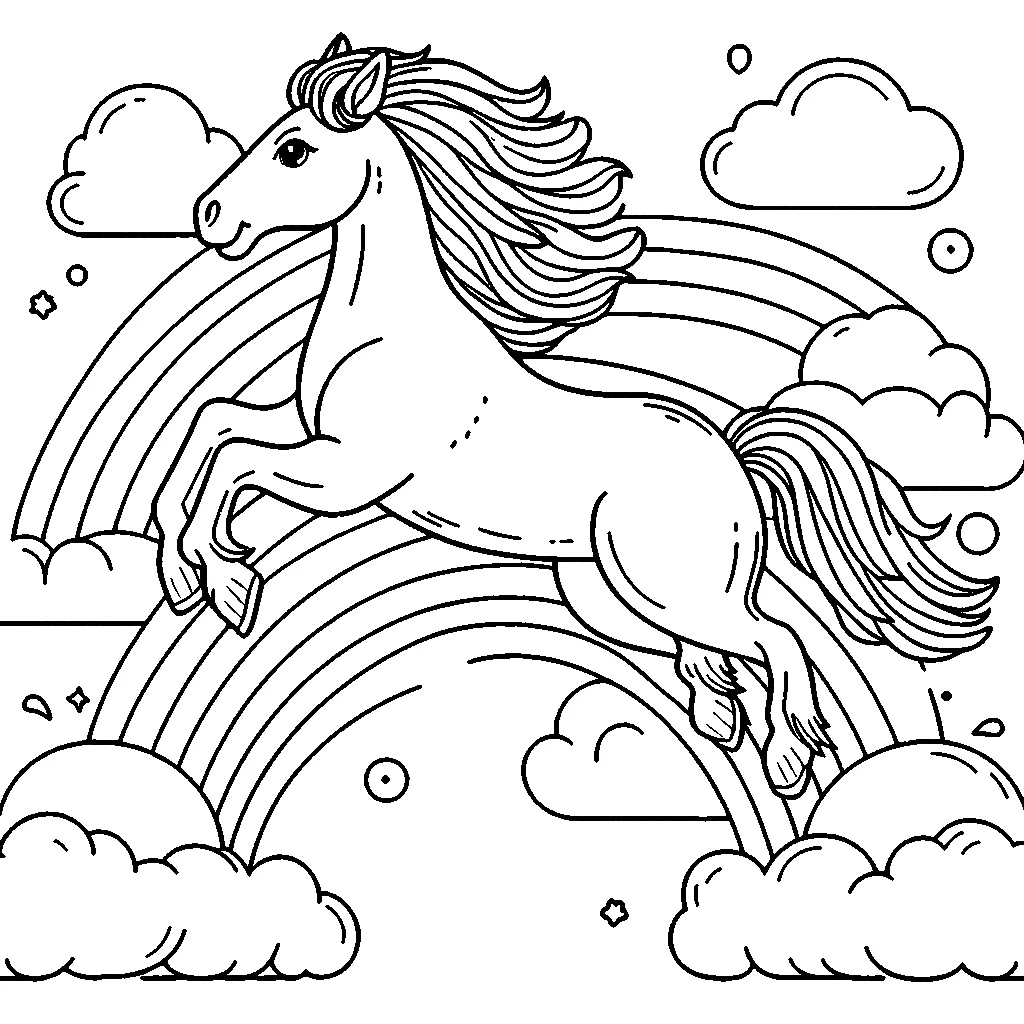 coloriage Cheval qui saute et decoupage a imprimer gratuit 1