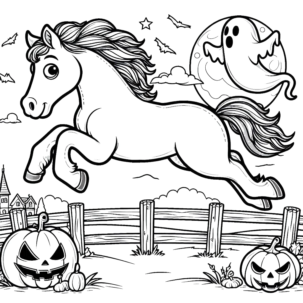 coloriage Cheval qui saute à imprimer pour enfants