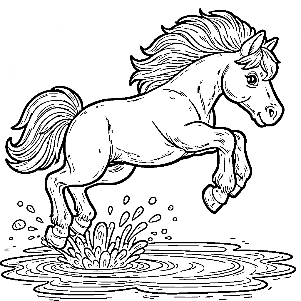 coloriage Cheval qui saute pour enfants a imprimer gratuit