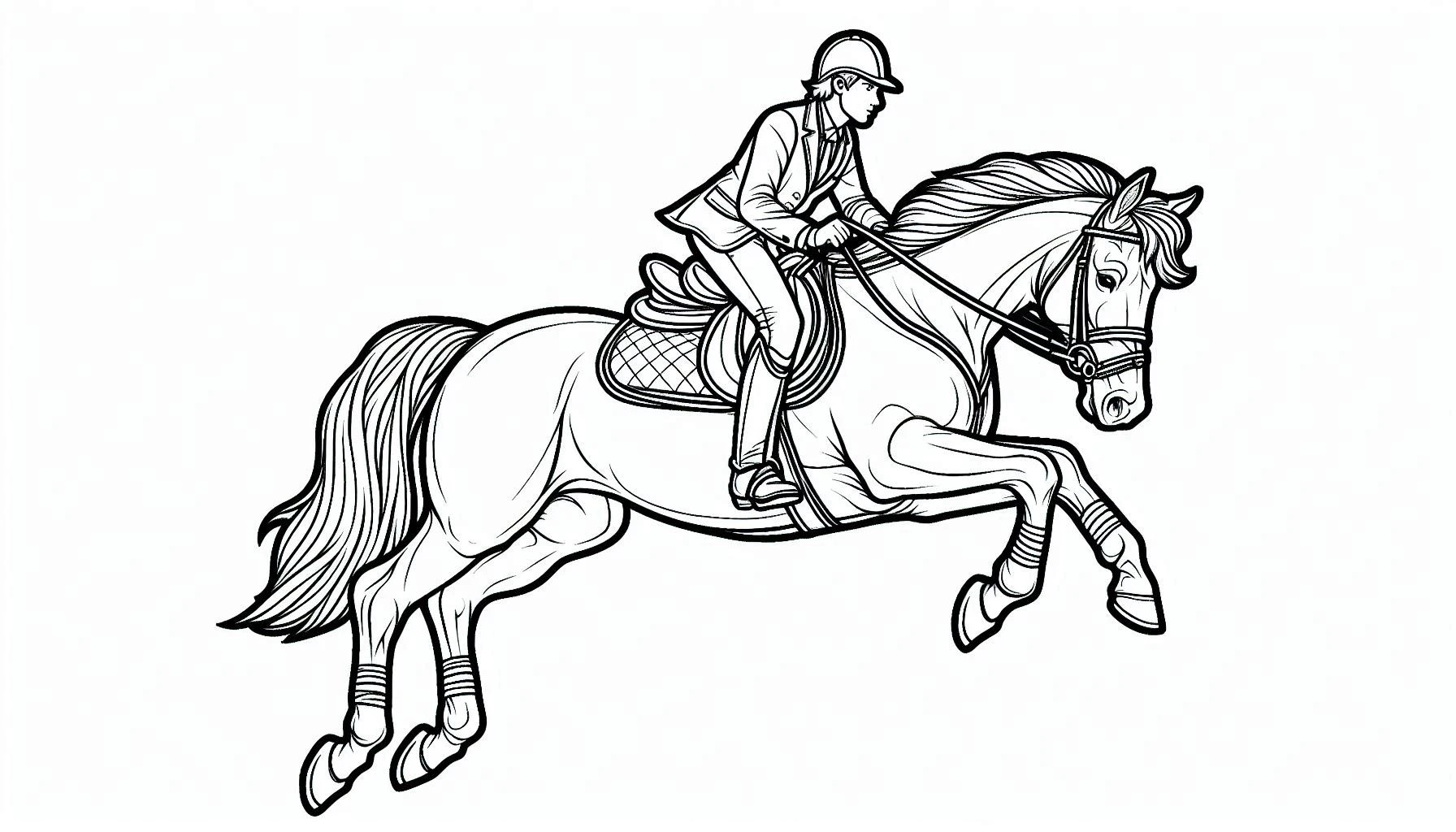 télécharger coloriage Cheval qui saute gratuit