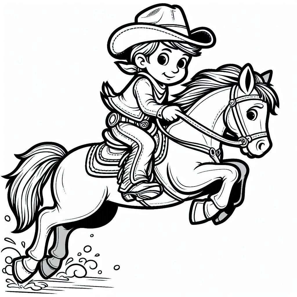 coloriage Cheval qui saute et decoupage a imprimer gratuit