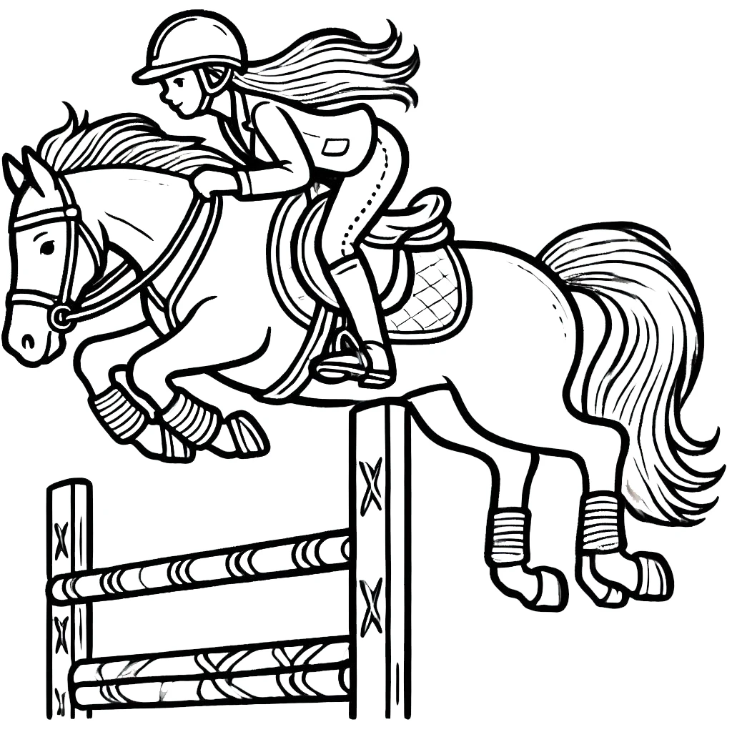 coloriage Cheval qui saute gratuit pour enfants