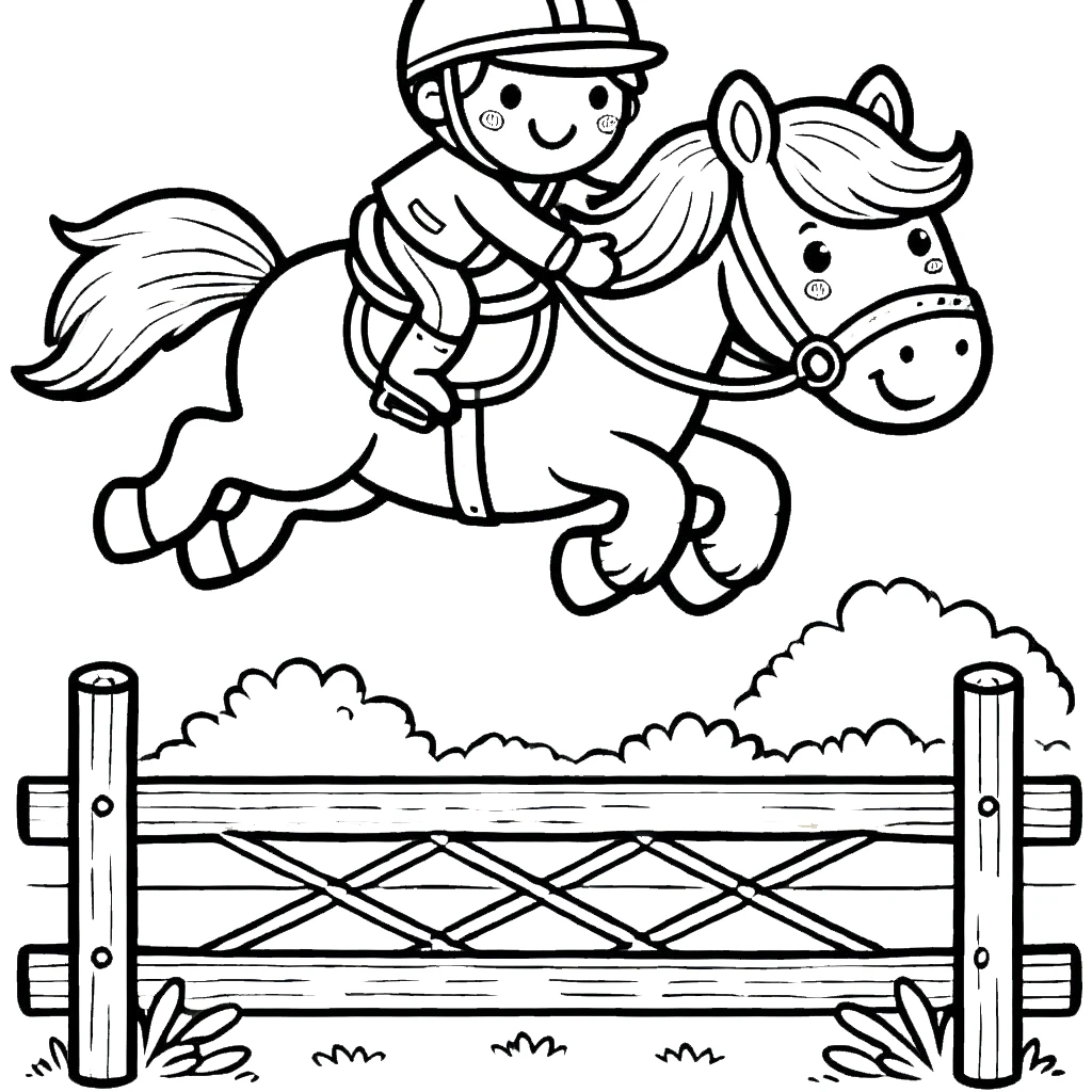 coloriage Cheval qui saute à imprimer pdf 3