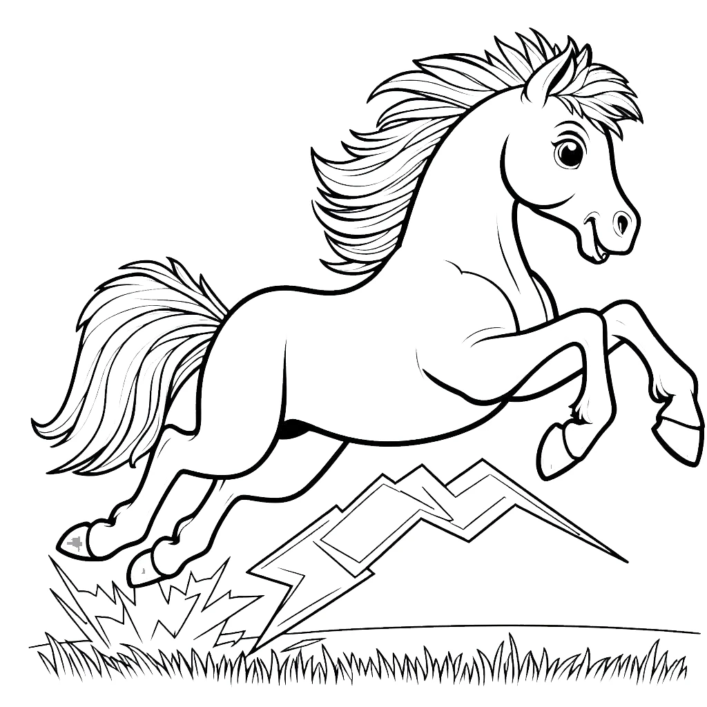 coloriage Cheval qui saute à imprimer pdf 2