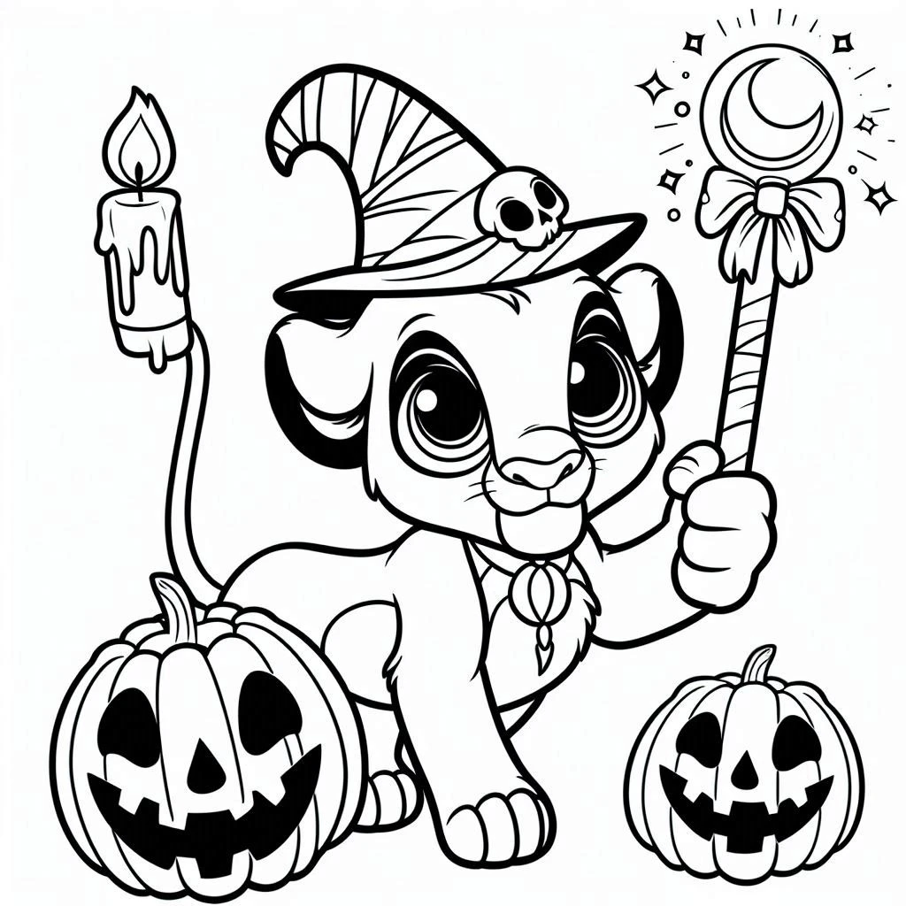 coloriage Disney Halloween à imprimer pour enfant de 6 ans