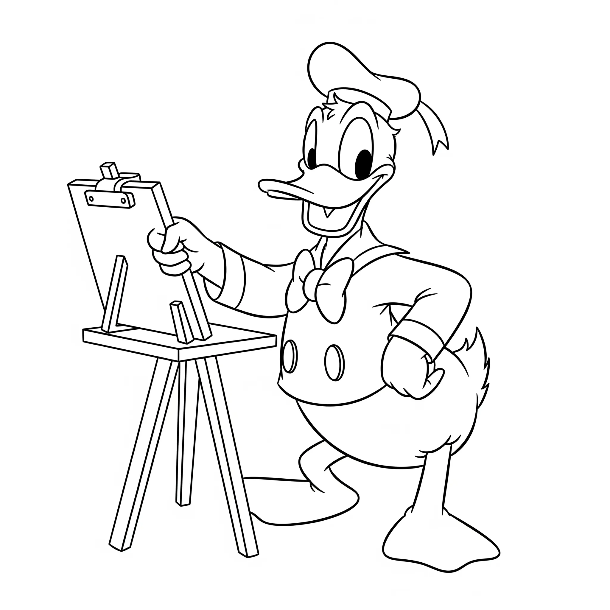 coloriage Donald l’Artiste pour enfant de 7 ans