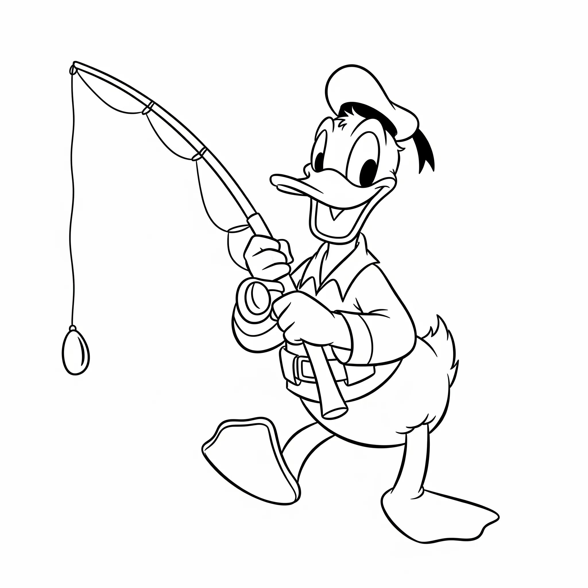 coloriage Donald le Pêcheur et decoupage