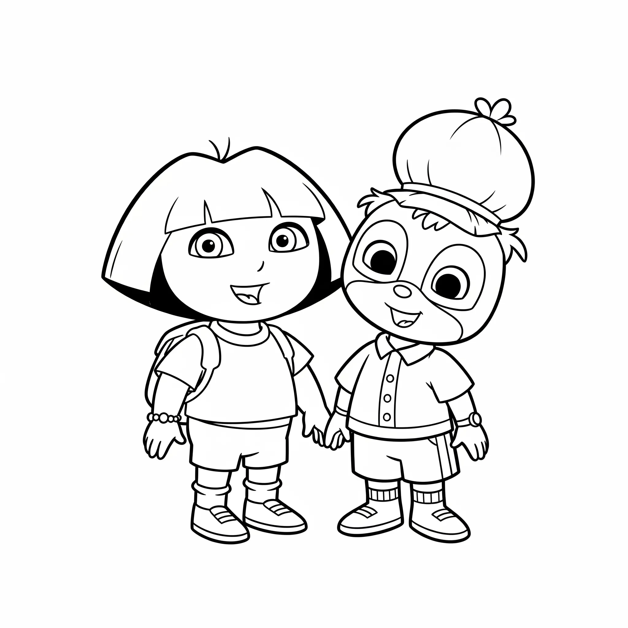 coloriage Dora et Babouche souriants à imprimer pour enfant de 12 ans