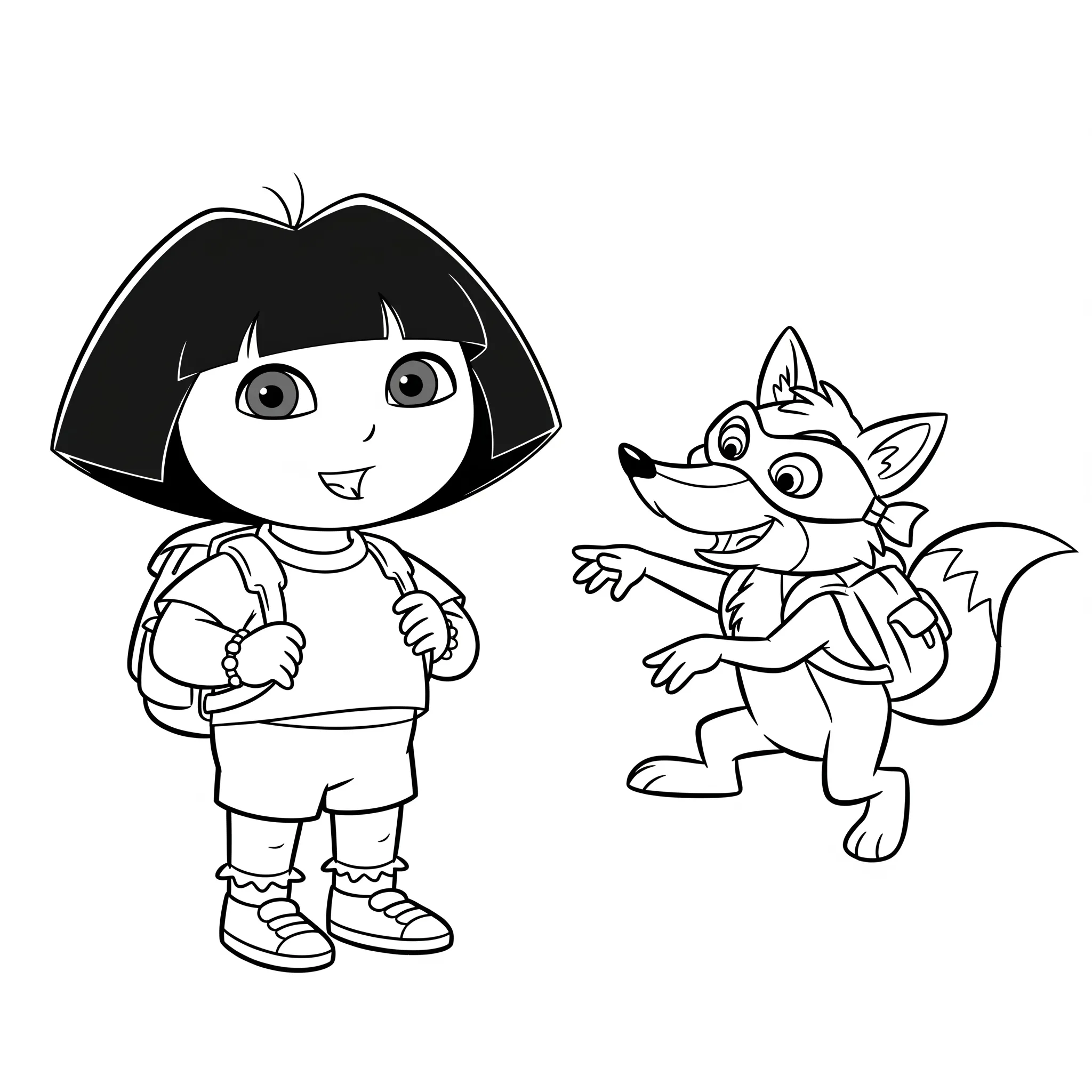 coloriage Dora et Chipeur le renard à imprimer pour enfant de 8 ans