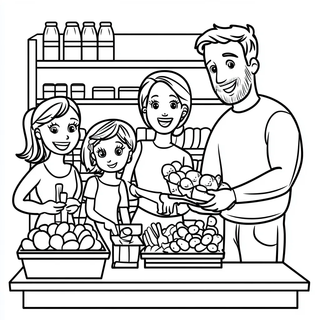 coloriage Famille d'enfant a imprimer