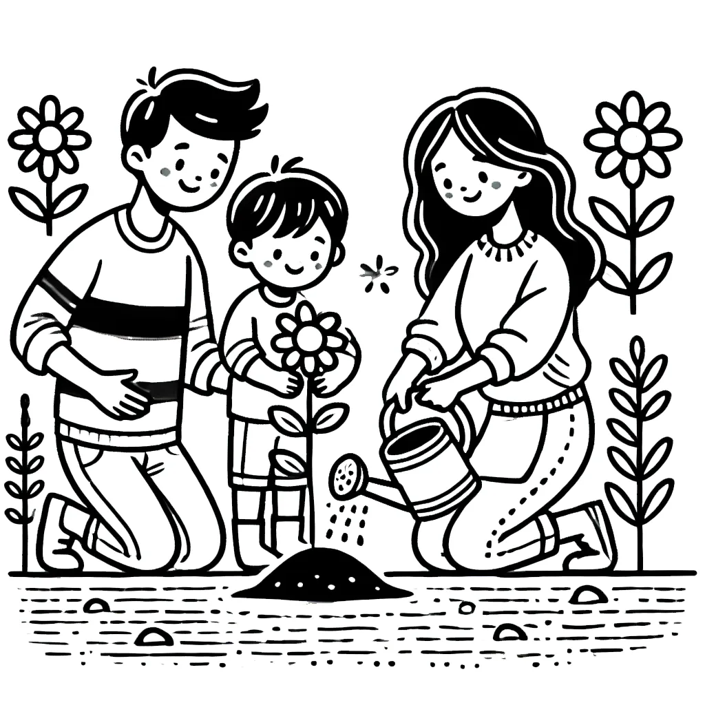 coloriage Famille educatif pour enfant 1