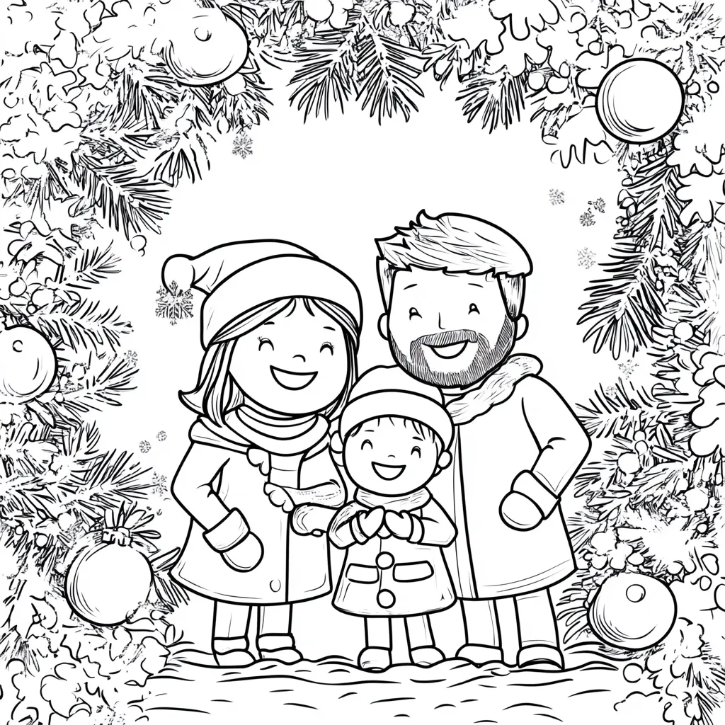 coloriage Famille pour enfant de 7 ans