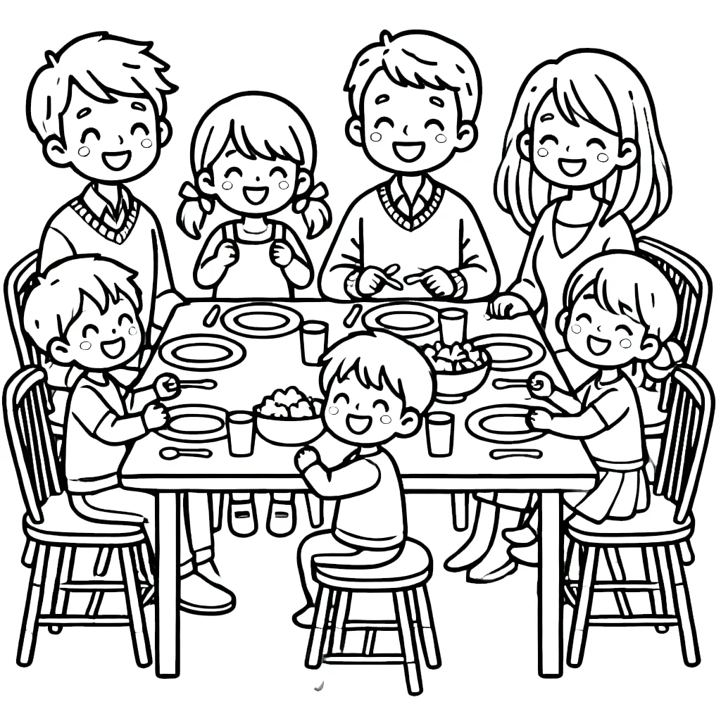 coloriage Famille gratuit à imprimer 2