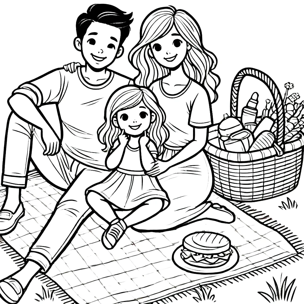 coloriage Famille à imprimer pour enfant de 8 ans