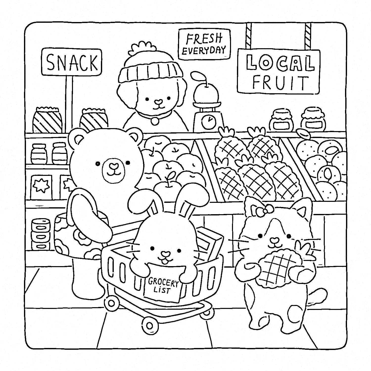 coloriage Fuzzy Hygge pour enfants à imprimer