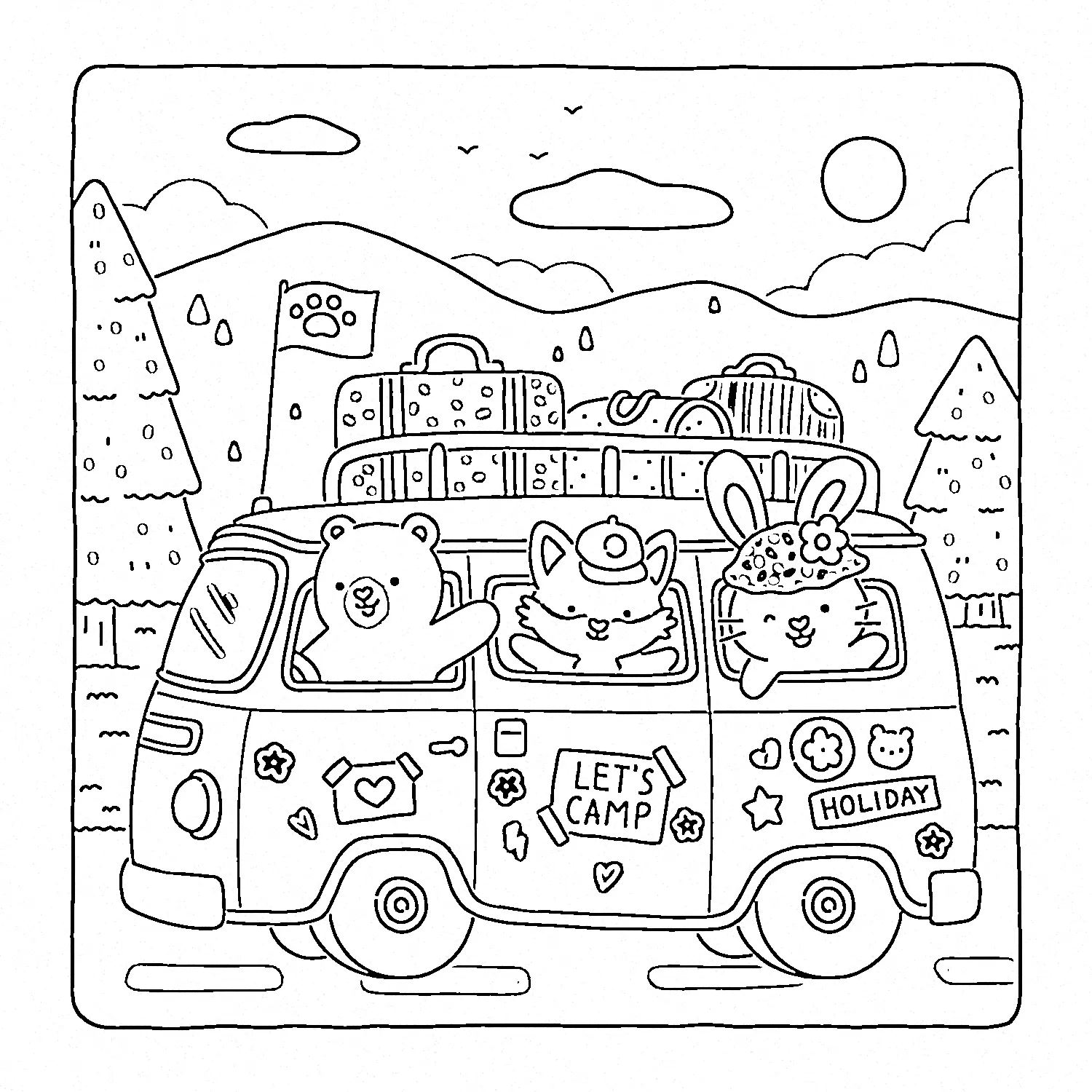 coloriage Fuzzy Hygge à imprimer kawaii