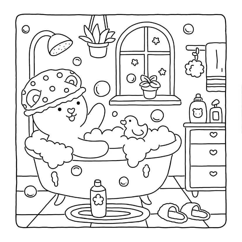 coloriage Fuzzy Hygge et apprentissage 1