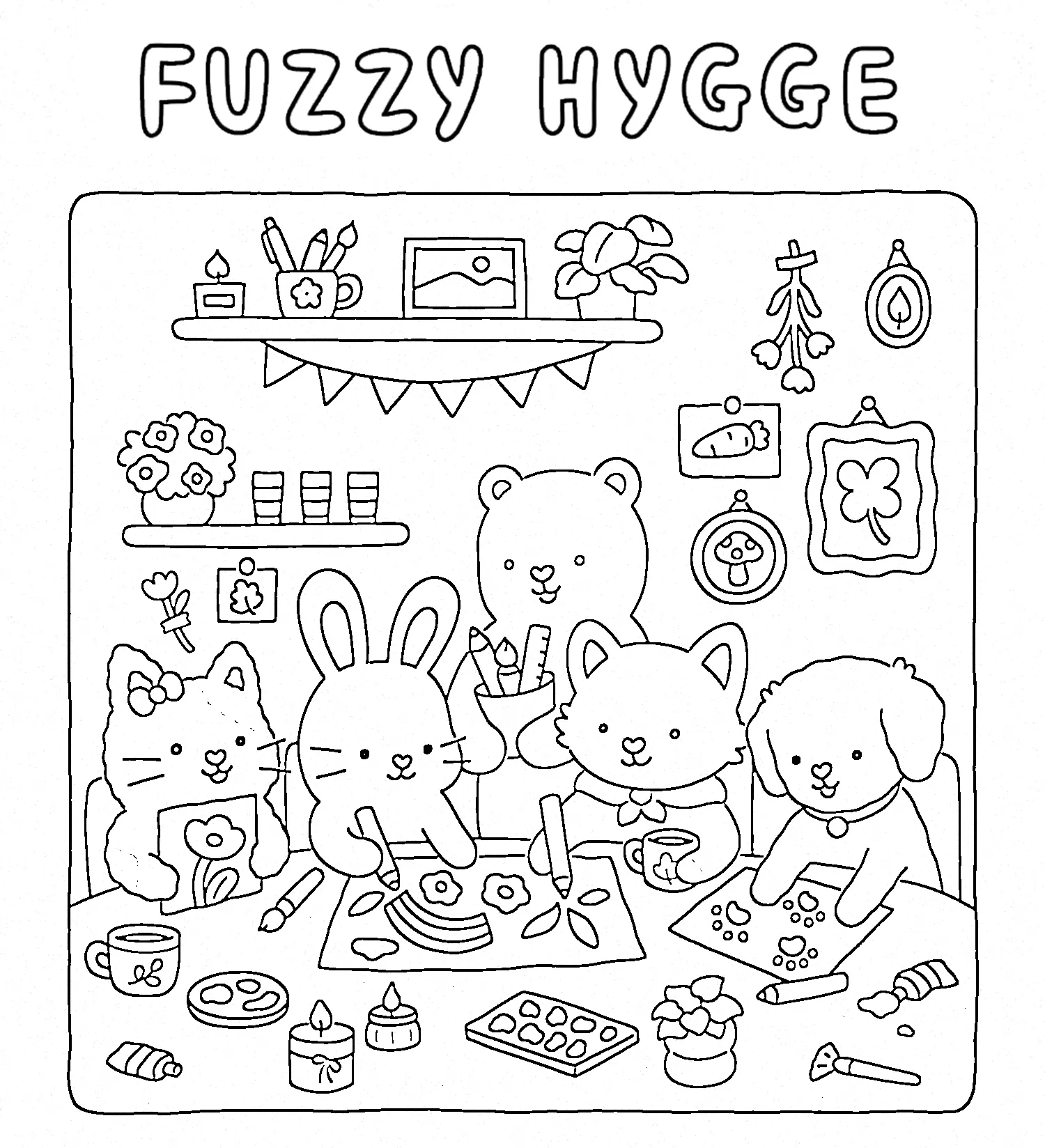 Fuzzy Hygge Coloring Pages