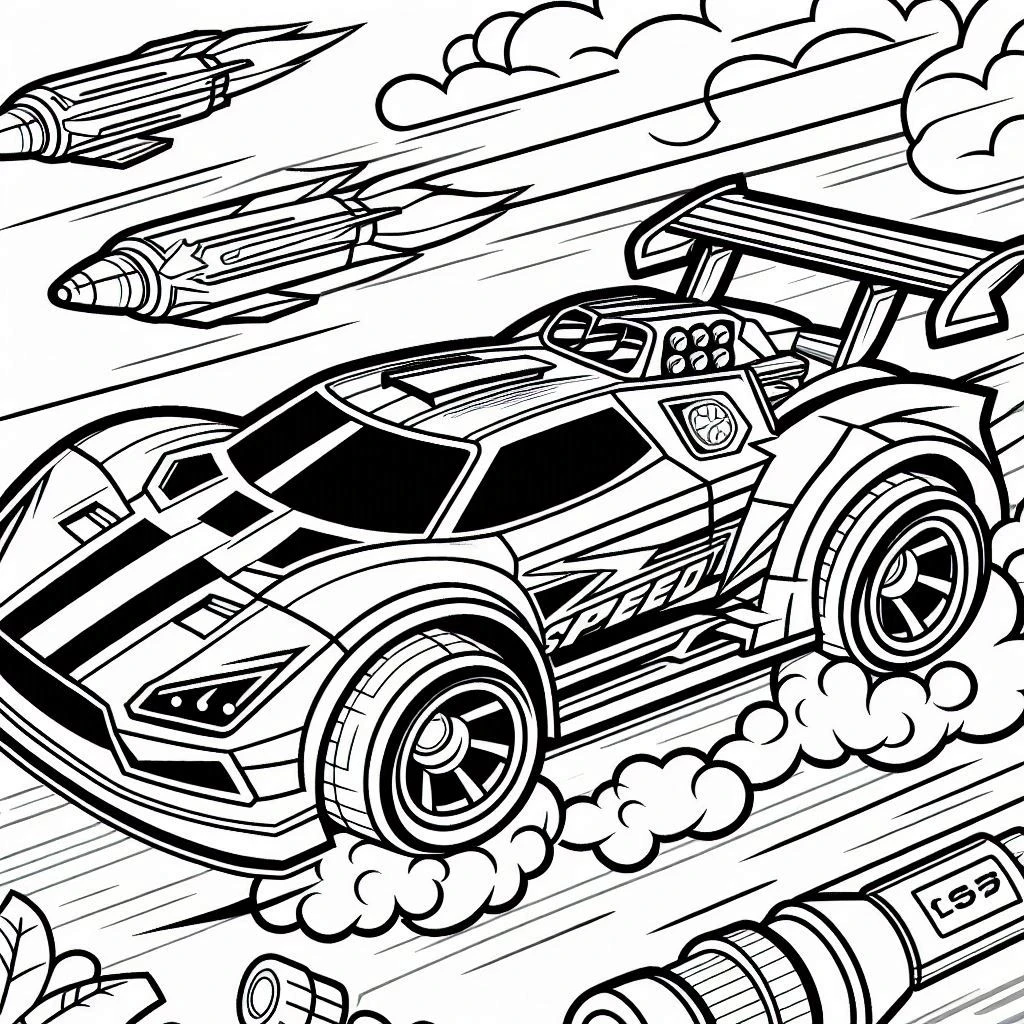 coloriage Hot Wheels à imprimer pour enfant de 6 ans