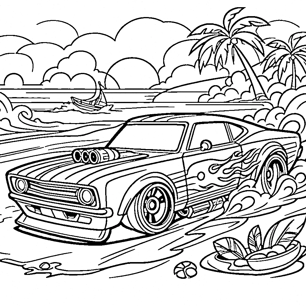 coloriage Hot Wheels à imprimer pour enfant de 4 ans