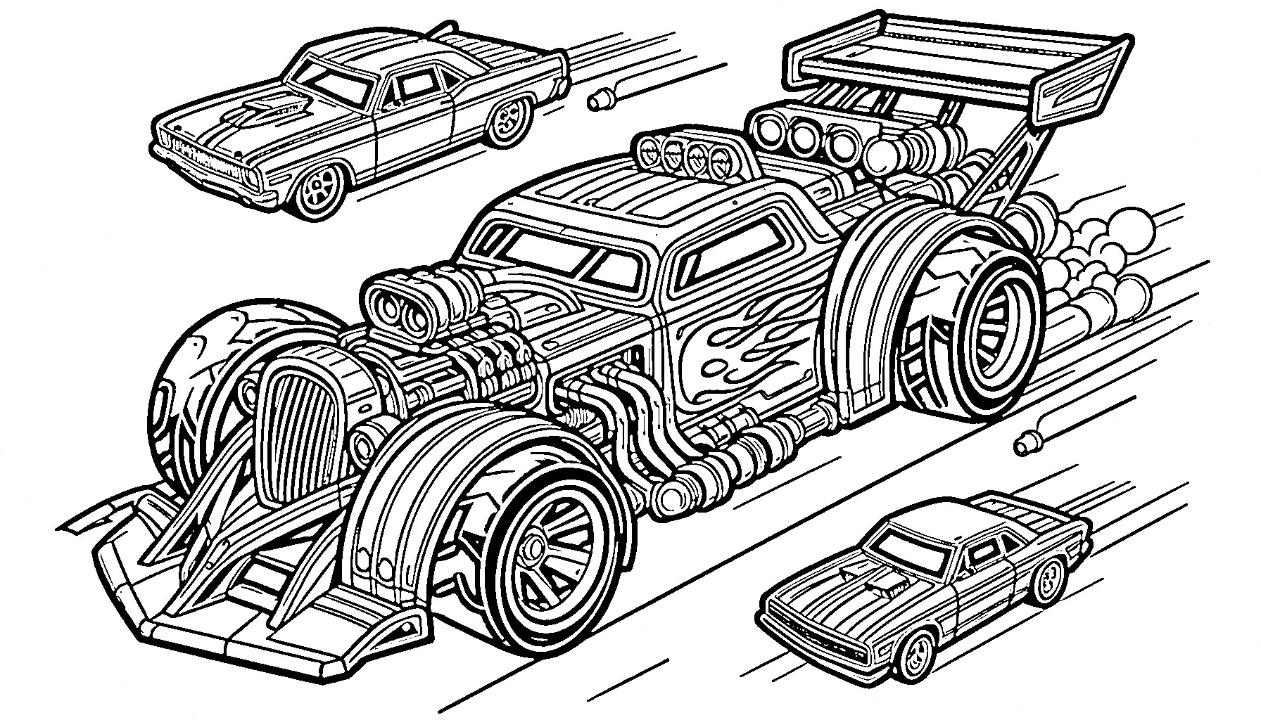 coloriage Hot Wheels et decoupage 2