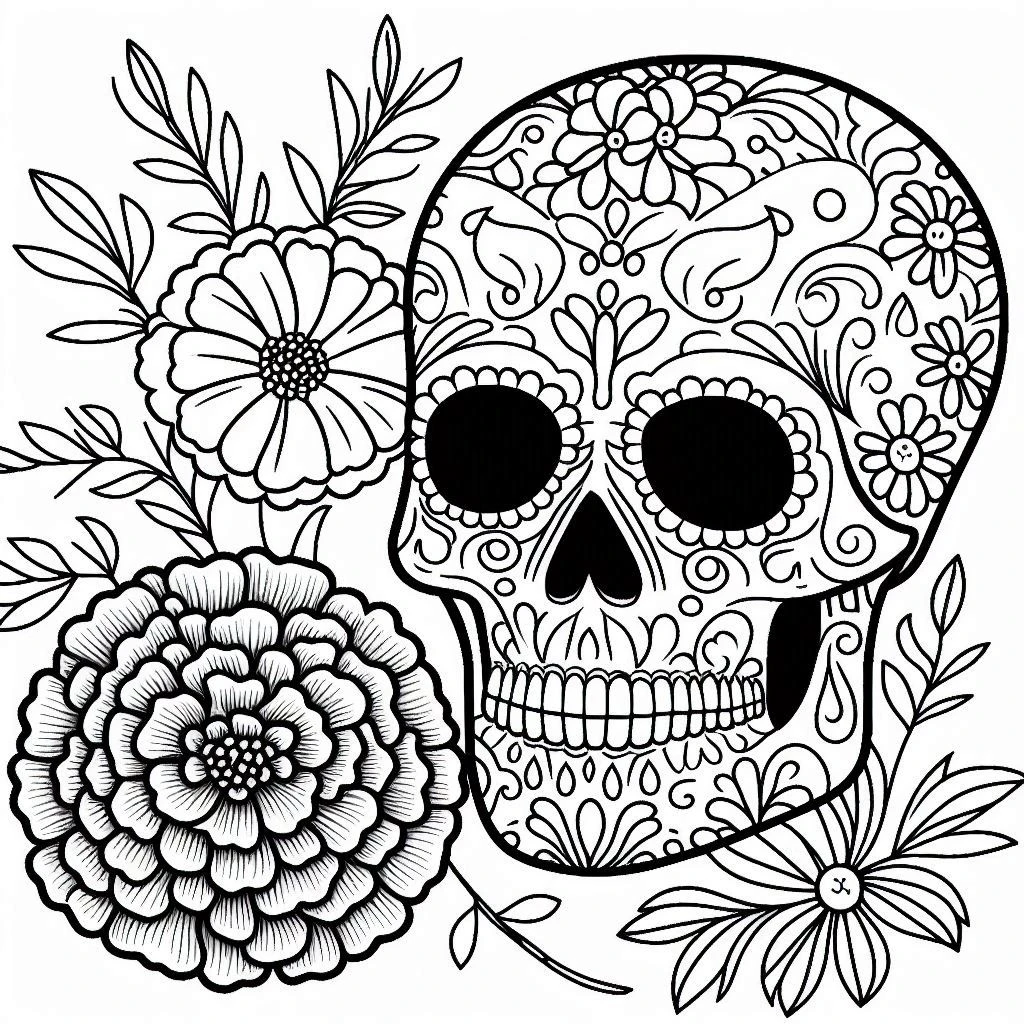 coloriage Jour des morts à imprimer pour enfant de 9 ans