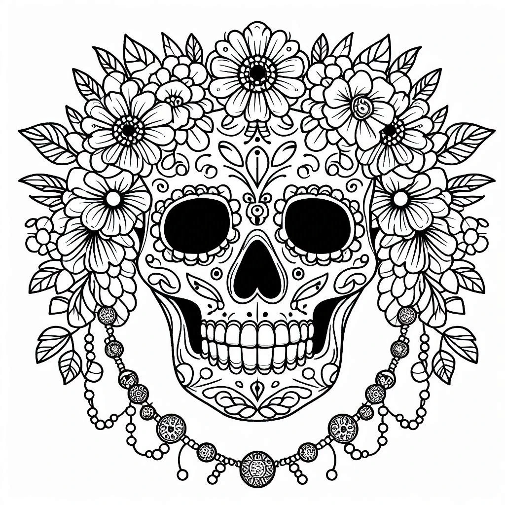 coloriage Jour des morts et decoupage a imprimer gratuit