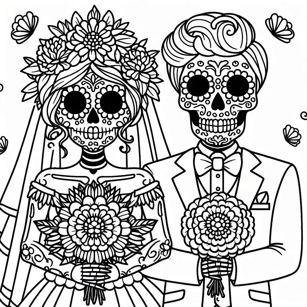 coloriage Jour des morts et decoupage a imprimer gratuit 2