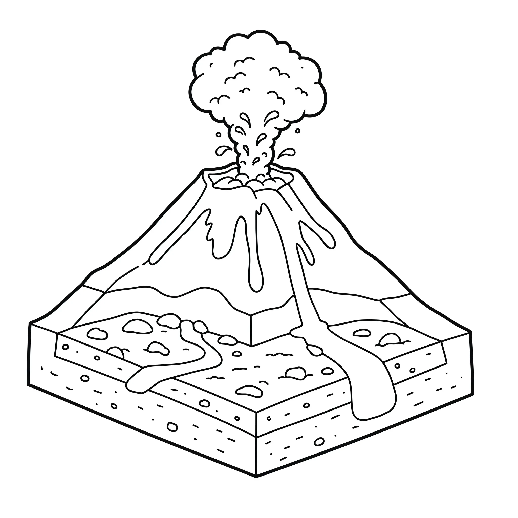 coloriage La coupe d’un volcan gratuit a imprimer