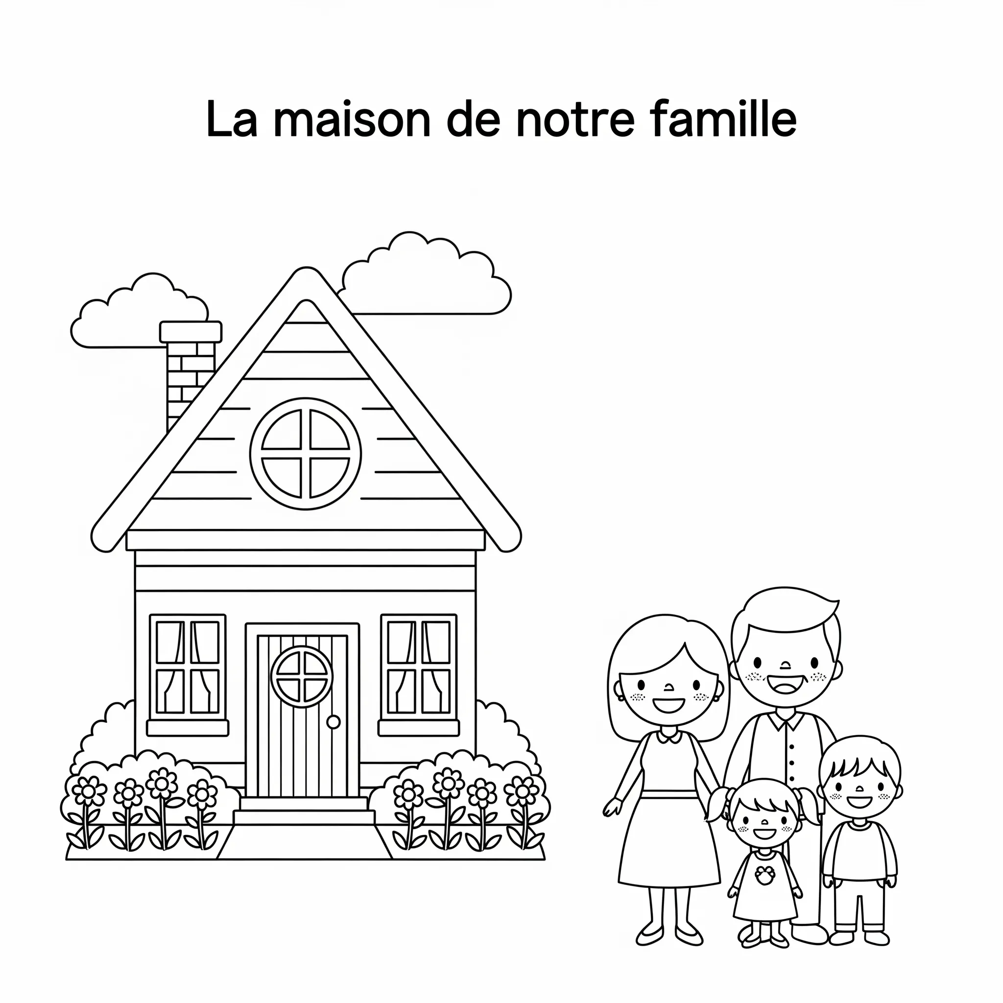 coloriage La maison de notre famille pour bebe a imprimer