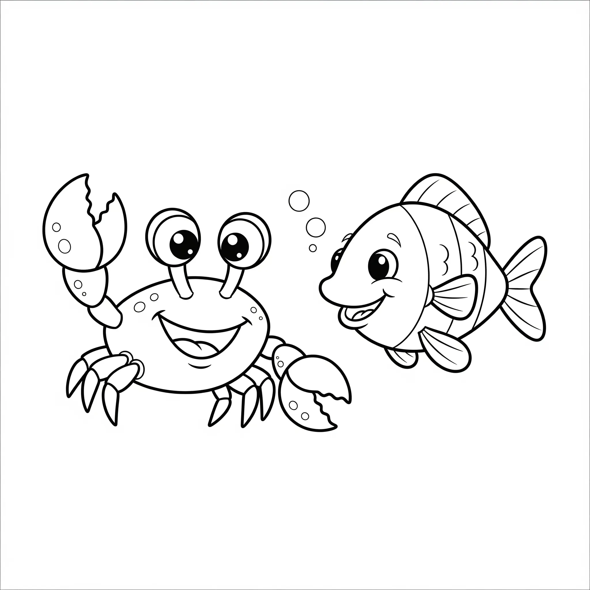 coloriage Le Crabe et son Ami Poisson à imprimer gratuitement