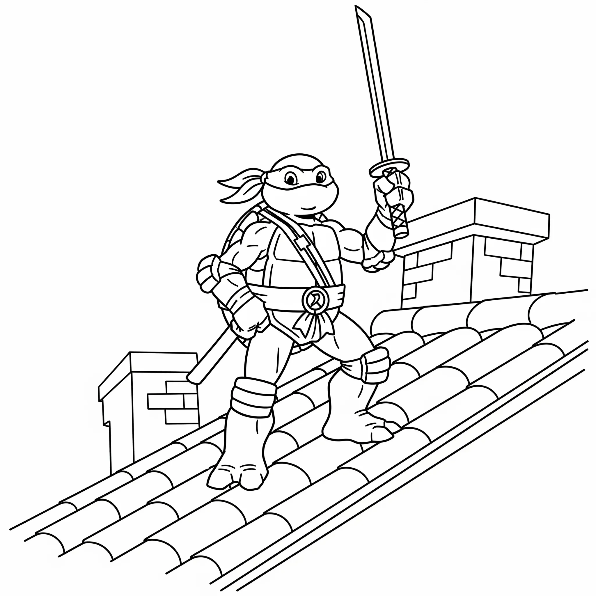 coloriage Leonardo sur le toit d'enfant a imprimer