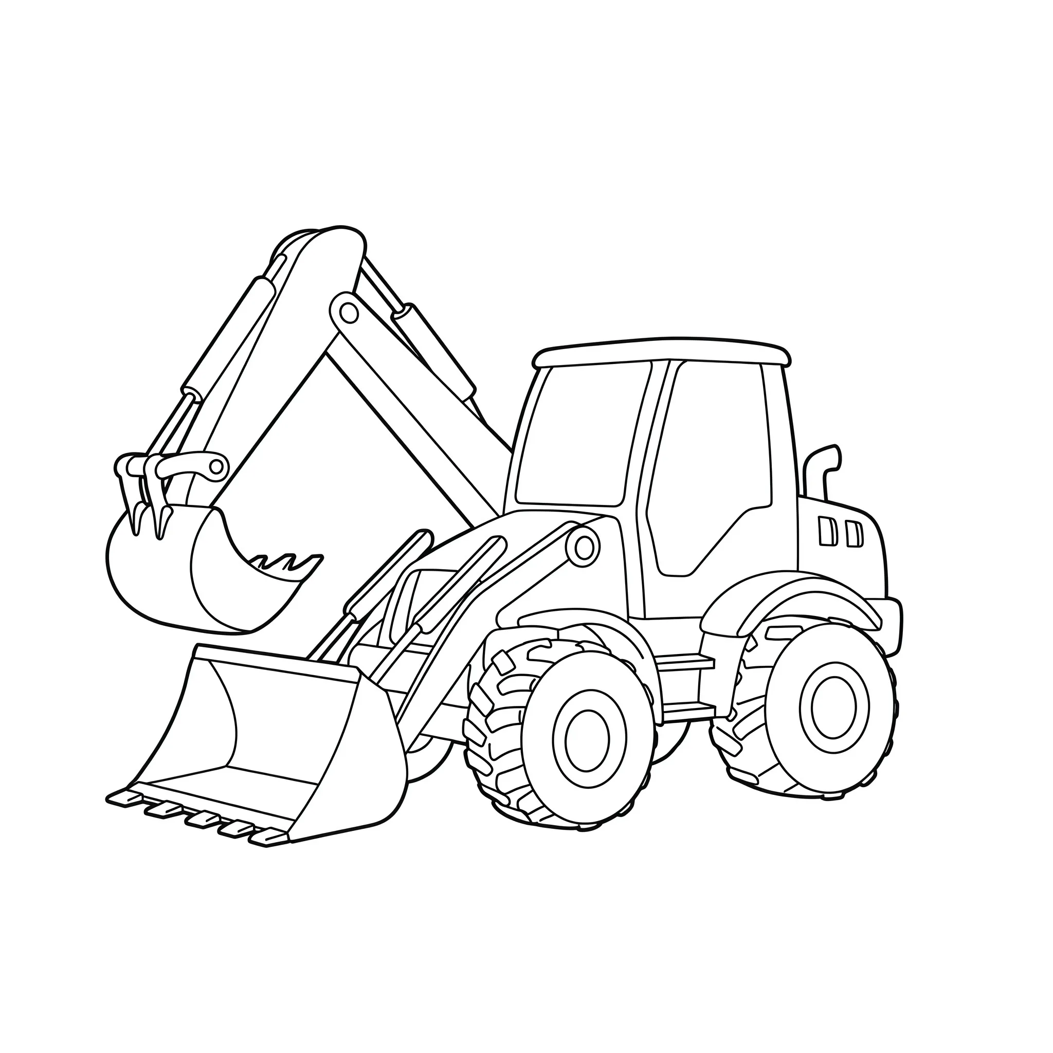 coloriage Les roues de la tractopelle d'enfant a imprimer