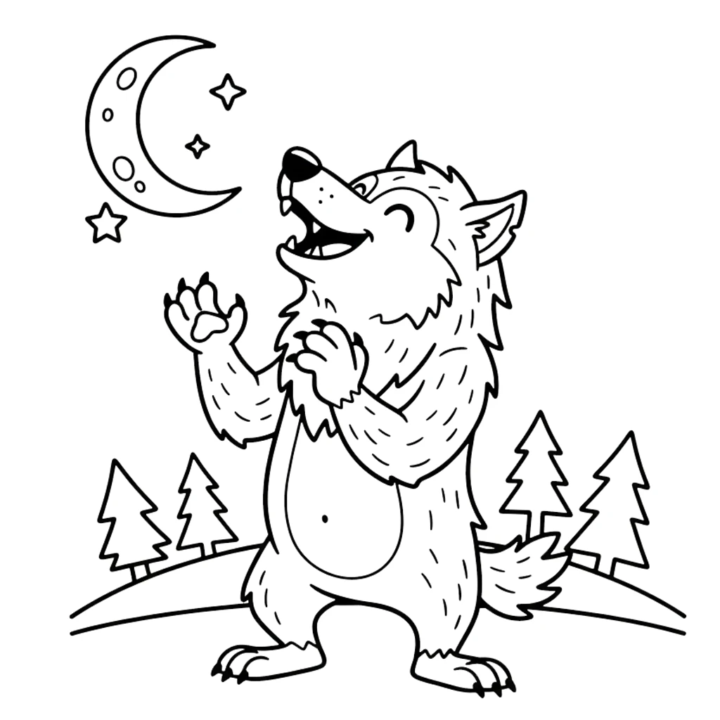 image pour coloriage Loup Garou enfant