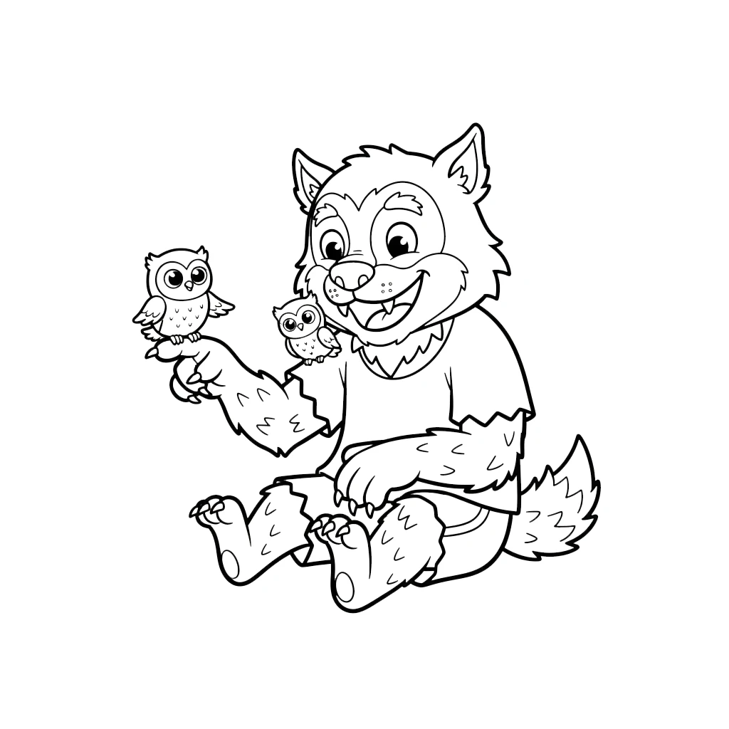 coloriage Loup Garou à imprimer pour enfant de 4 ans