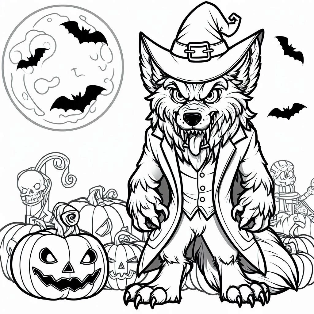 coloriage Loup garou pour enfants à télécharger