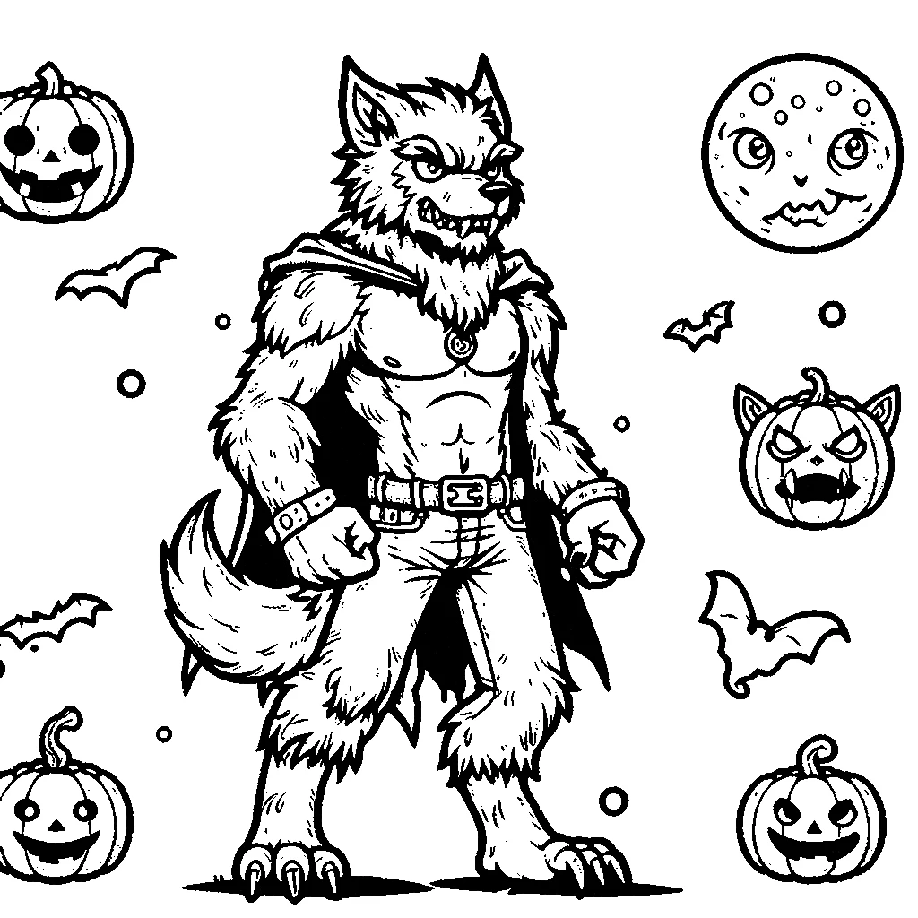 imprimer coloriage Loup garou pour enfant 1