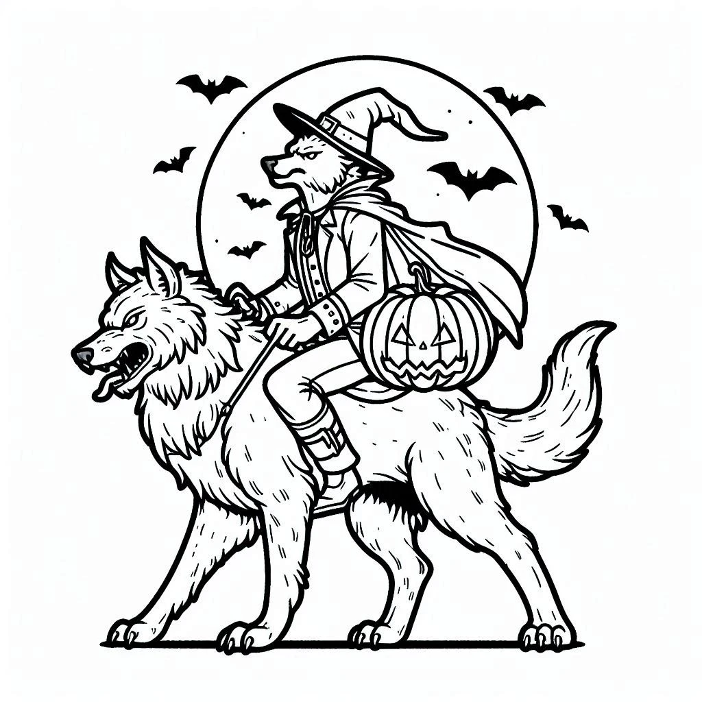 coloriage Loup garou à imprimer pour enfant de 2 ans