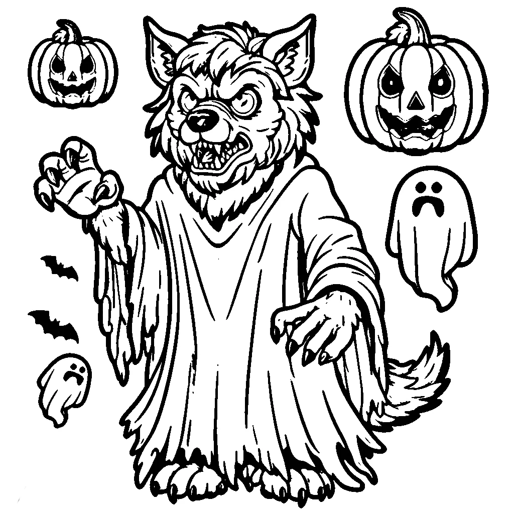 coloriage Loup garou gratuit à imprimer