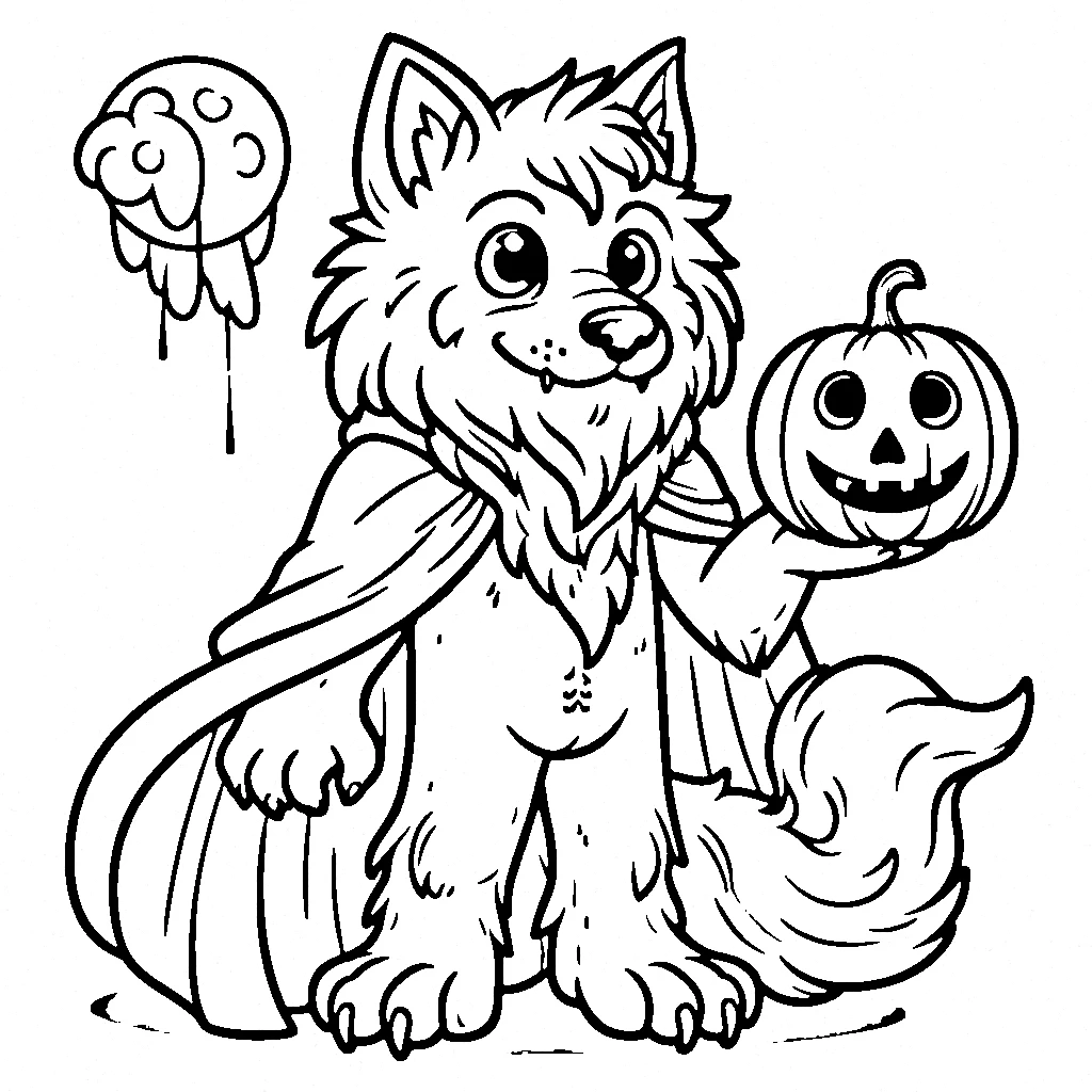 coloriage Loup garou pour bebe a imprimer