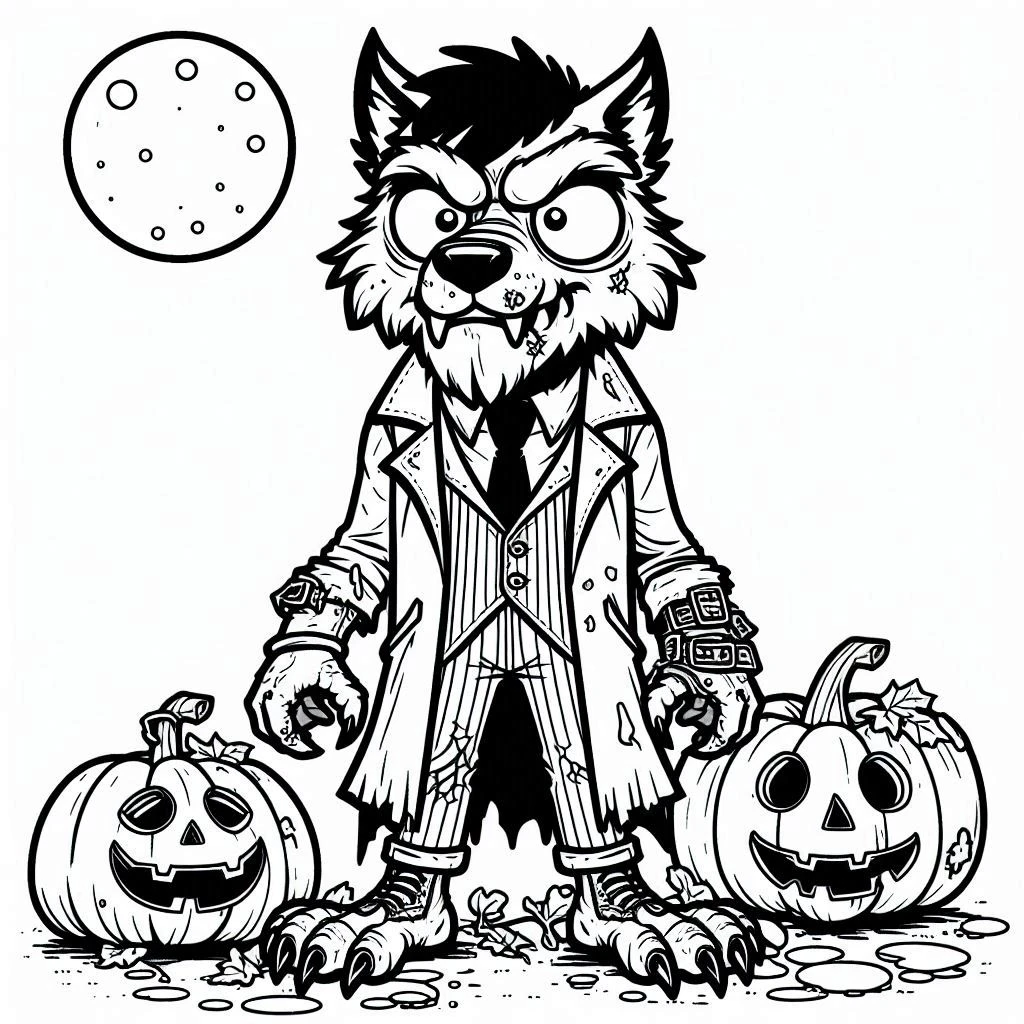 coloriage Loup garou à imprimer gratuit