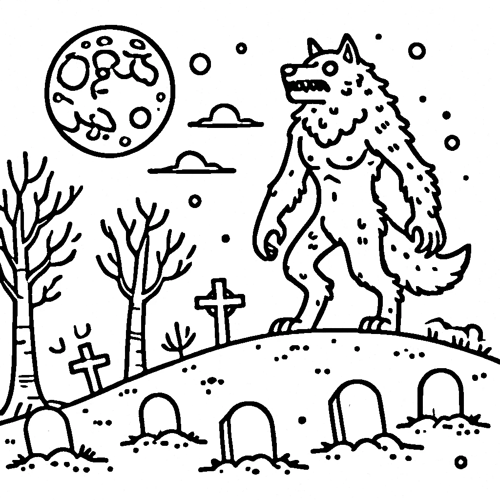 coloriage Loup garou à imprimer pour enfant de 6 ans