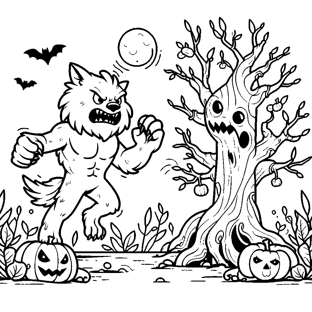 coloriage Loup garou et dessin a imprimer